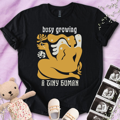 Busy Growing A Tiny Human - Retro Art Tee