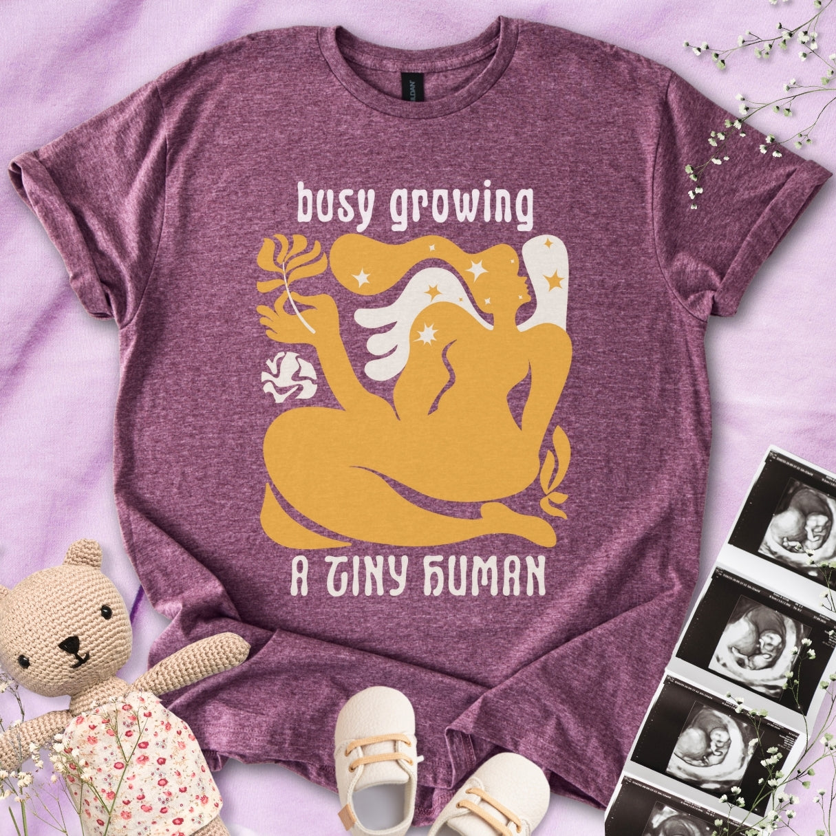 Busy Growing A Tiny Human - Retro Art Tee