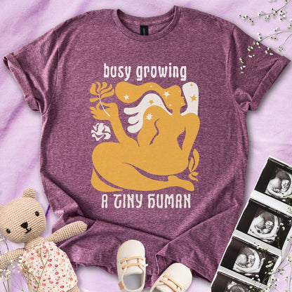 Busy Growing A Tiny Human - Retro Art Tee