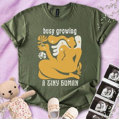 Busy Growing A Tiny Human - Retro Art Tee