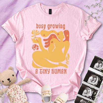 Busy Growing A Tiny Human - Retro Art Tee