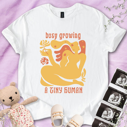 Busy Growing A Tiny Human - Retro Art Tee