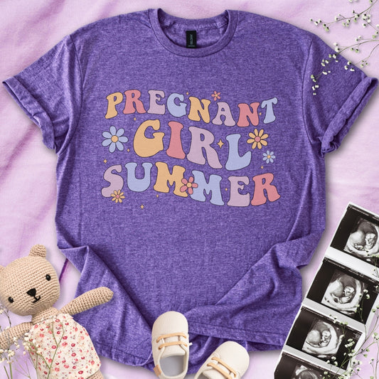 Pregnant Girl Summer Wavy Tee