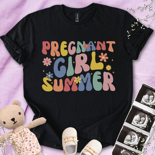 Colorful Pregnant Girl Summer Tee