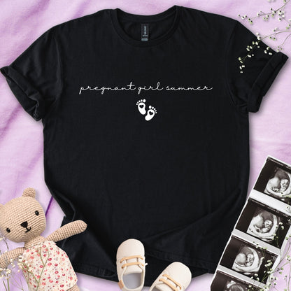 Pregnant Girl Summer - Handwritten Font Tshirt