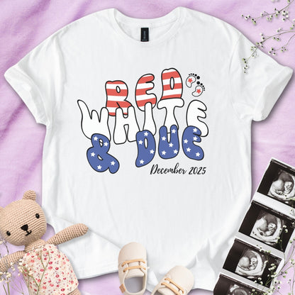 Red, White & Due with Date Tee