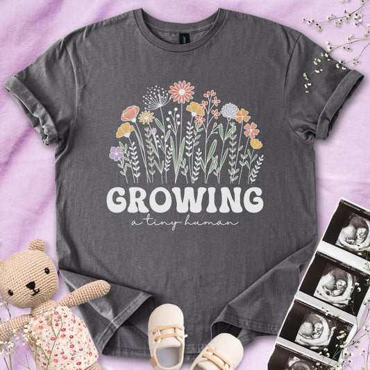 Growing A Tiny Human - Cute Pregnancy Tee