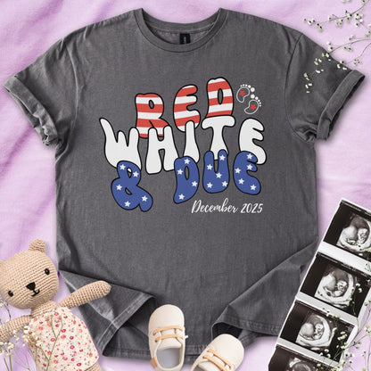 Red, White & Due with Date Tee