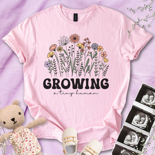 Growing A Tiny Human - Cute Pregnancy Tee